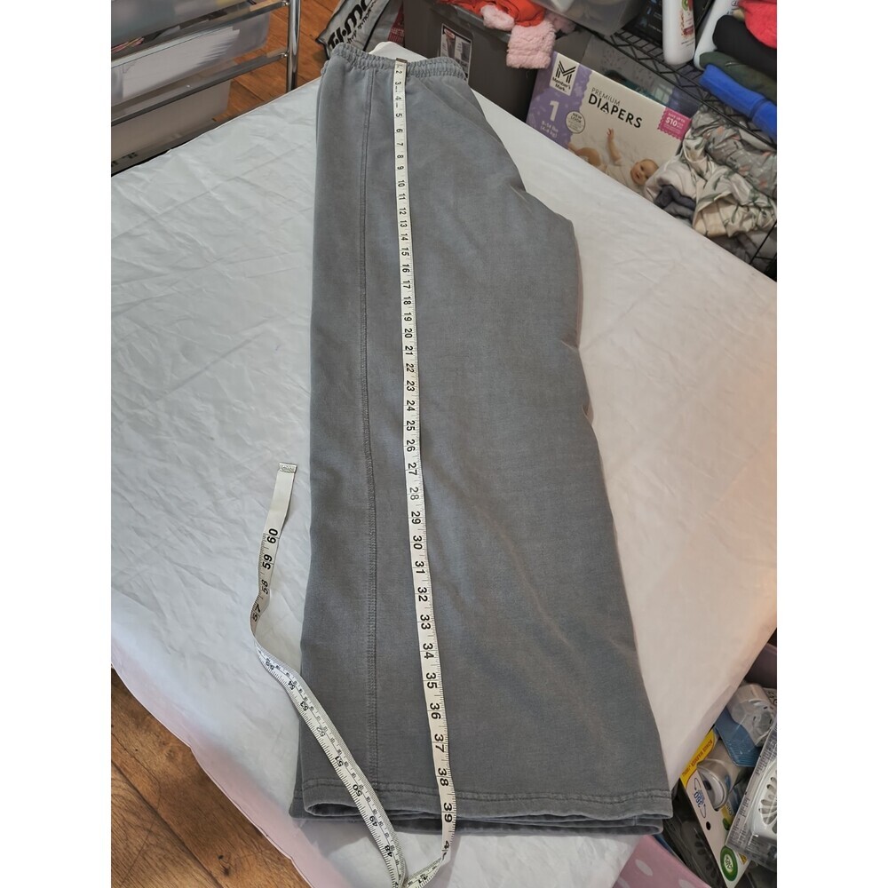 Lazy Sunday Women Charcoal Gray Wide Leg Sweatpants Drawstring Fleece Lounge L - Picture 12 of 14